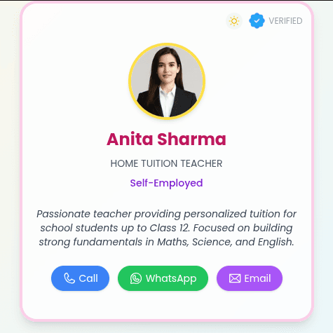 Tuition Teacher Digital Card